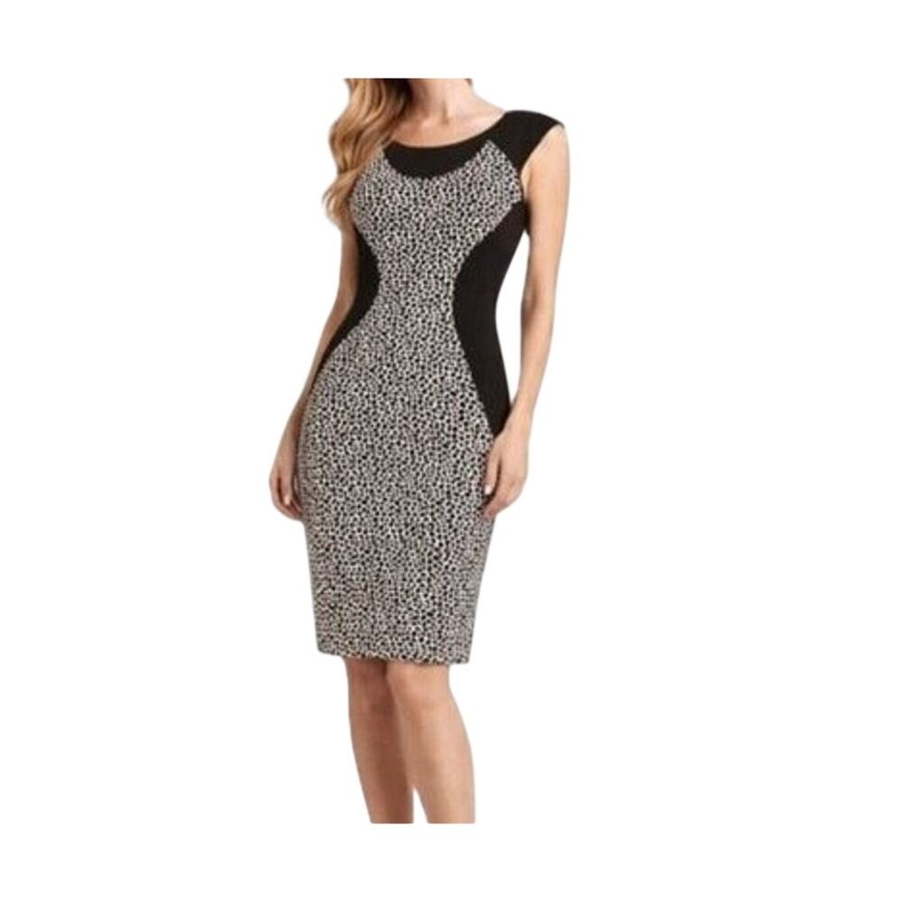 Express Dress Womens Size 8 Black Animal Print Straight Pencil Full Back Zip Y2K